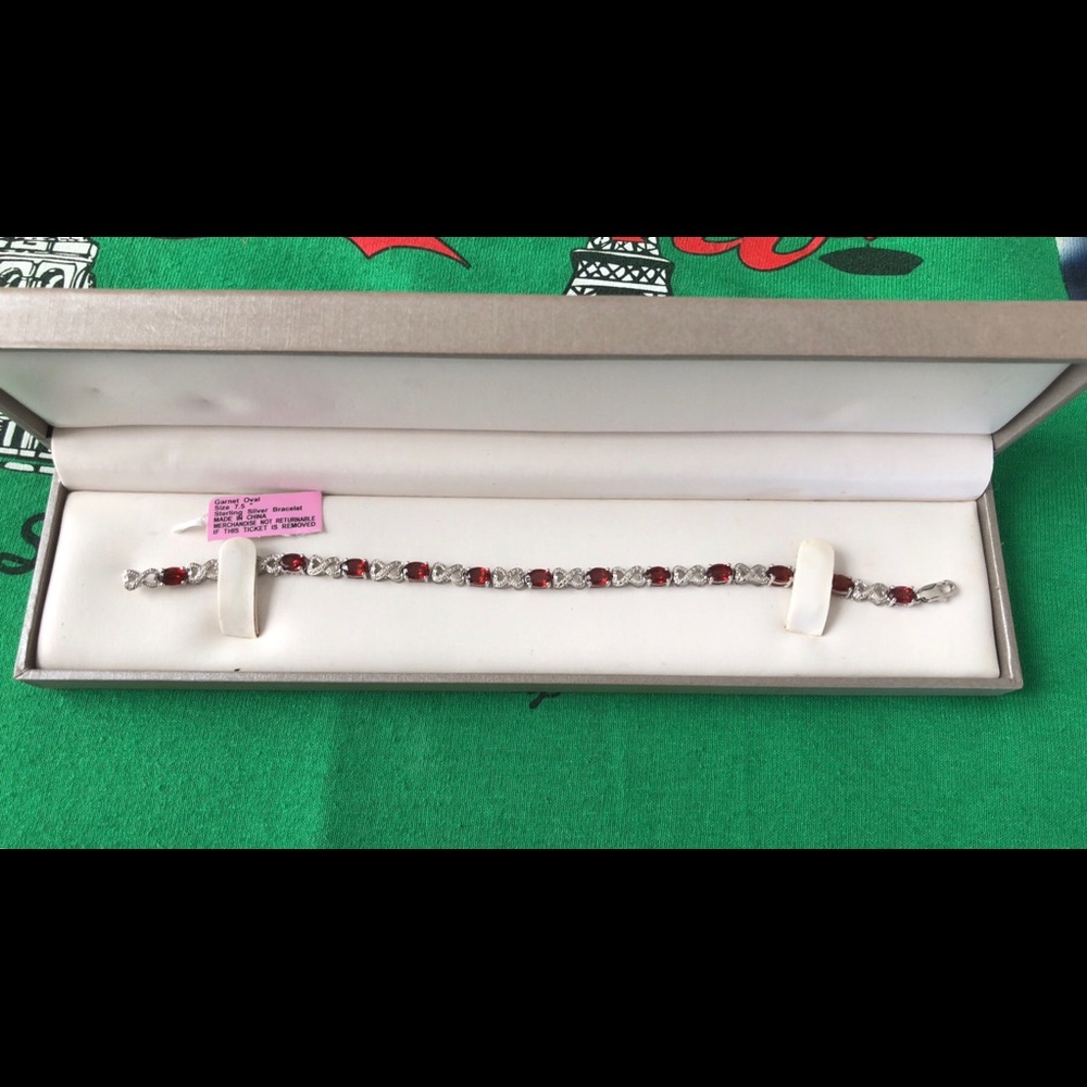 Garnet & Sterling Silver Bracelet